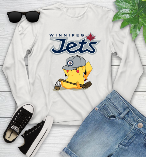 NHL Pikachu Hockey Sports Winnipeg Jets Youth Long Sleeve 12