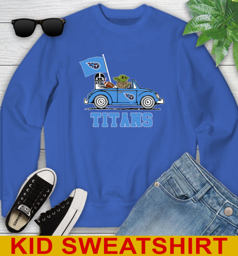 NFL Football Tennessee Titans Darth Vader Baby Yoda Driving Star Wars Shirt Youth Sweatshirt 7