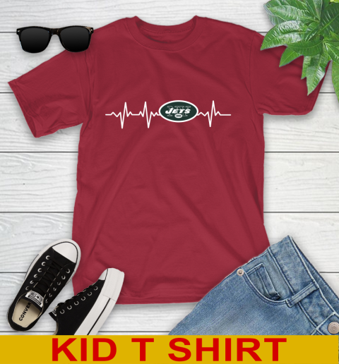 New York Jets NFL Football Heart Beat Shirt Youth T-Shirt - Image 13