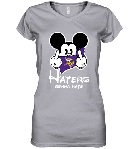 NFL Minnesota Vikings Haters Gonna Hate Mickey Mouse Disney Football T Shirt K6x5Wq0PVZz women v neck t shirt 39 95 151514 front sport grey