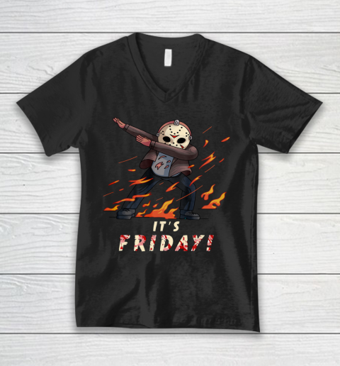 It s Friday 13th Funny Halloween Horror Graphic Funny V-Neck T-Shirt