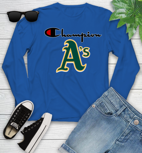 MLB Baseball Oakland Athletics Champion Shirt Youth Long Sleeve 7
