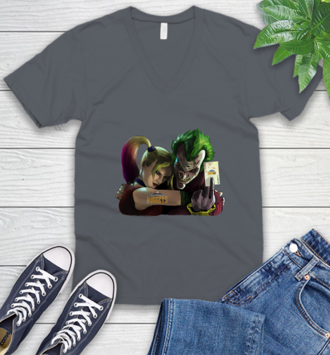 Denver Nuggets NBA Basketball Joker Harley Quinn Suicide Squad V-Neck T-Shirt 5