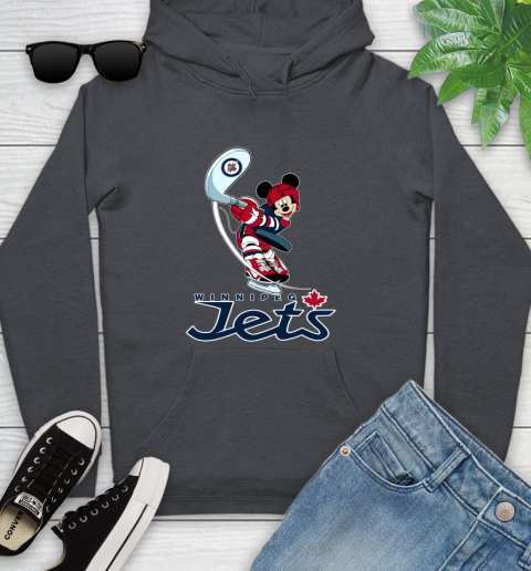 NHL Hockey Winnipeg Jets Cheerful Mickey Mouse Shirt Youth Hoodie 8