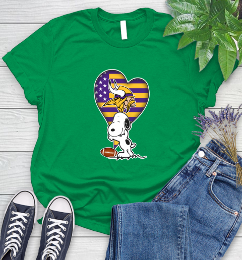 Minnesota Vikings NFL Football The Peanuts Movie Adorable Snoopy Women's T-Shirt 6