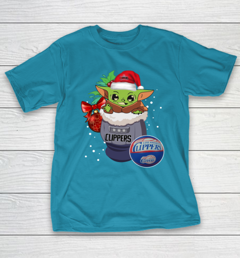 LA Clippers Christmas Baby Yoda Star Wars Funny Happy NBA T-Shirt 8