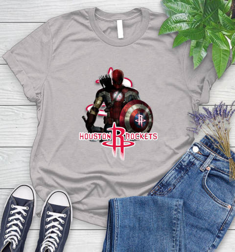 Houston Rockets NBA Basketball Captain America Thor Spider Man Hawkeye Avengers Women's T-Shirt 10
