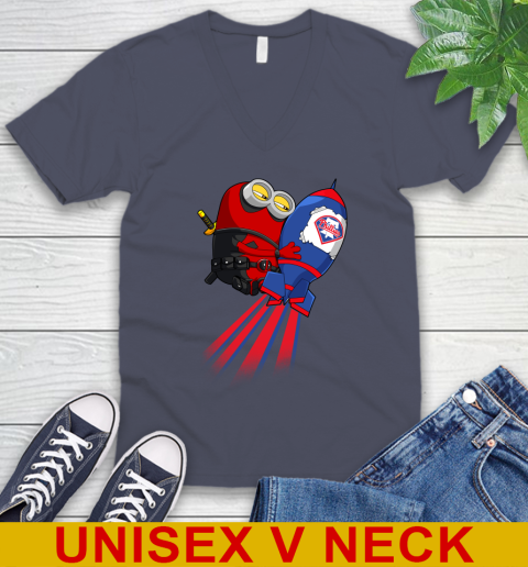 MLB Baseball Philadelphia Phillies Deadpool Minion Marvel Shirt V-Neck T-Shirt 7