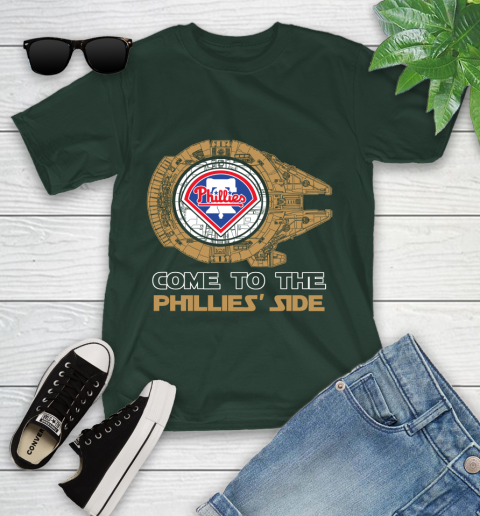 MLB Come To The Philadelphia Phillies Side Star Wars Baseball Sports Youth T-Shirt 5