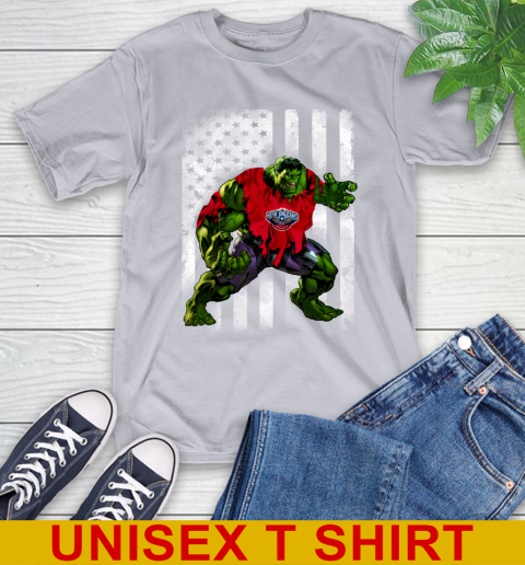 New Orleans Pelicans Hulk Marvel Avengers NBA Basketball American Flag T-Shirt 6 New Orleans Pelicans Hulk Marvel Avengers NBA Basketball American Flag T-Shirt - Image 6