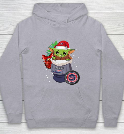 Columbus Blue Jackets Christmas Baby Yoda Star Wars Funny Happy NHL Youth Hoodie 5