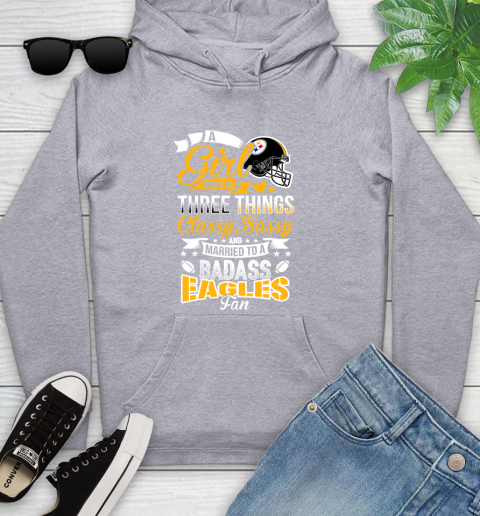Pittsburgh Steelers NFL Football A Girl Should Be Three Things Classy Sassy And A Be Badass Fan Youth Hoodie 6