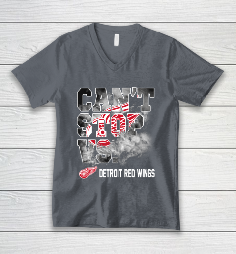 NHL Detroit Red Wings Hockey Can't Stop Vs V-Neck T-Shirt 4