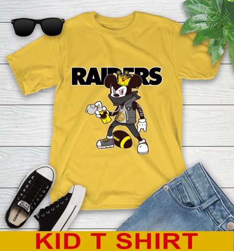 Oakland Raiders NFL Football Mickey Peace Sign Sports Youth T-Shirt 8