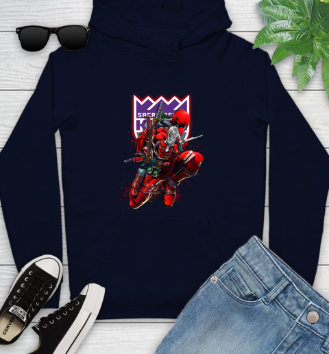 NBA Deadpool Marvel Comics Sports Basketball Sacramento Kings Youth Hoodie 4