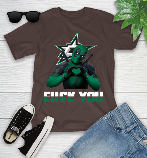 NHL Dallas Stars Deadpool Love You Fuck You Hockey Sports Youth T-Shirt 7