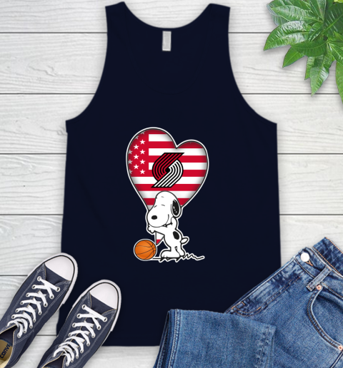 Portland Trail Blazers NBA Basketball The Peanuts Movie Adorable Snoopy Tank Top 3
