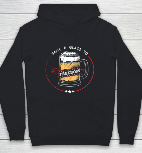 Beer Lover Funny Shirt Raise A Glass to Freedom  4th of July, Hamilton, USA Youth Hoodie