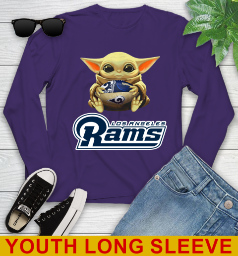 NFL Football Los Angeles Rams Baby Yoda Star Wars Shirt Youth Long Sleeve 6 NFL Football Los Angeles Rams Baby Yoda Star Wars Shirt Youth Long Sleeve - Image 6