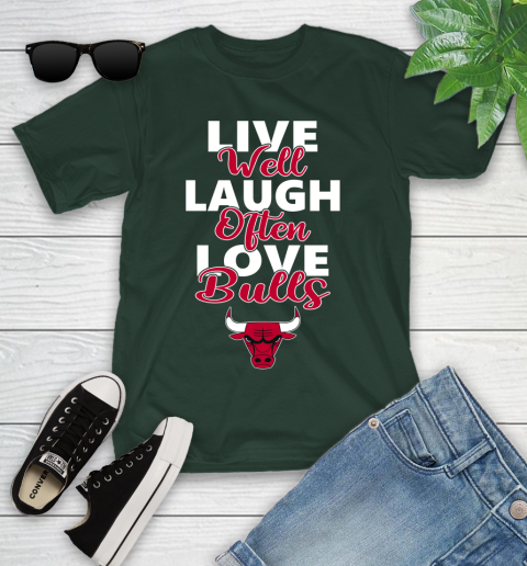 NBA Basketball Chicago Bulls Live Well Laugh Often Love Shirt Youth T-Shirt 4