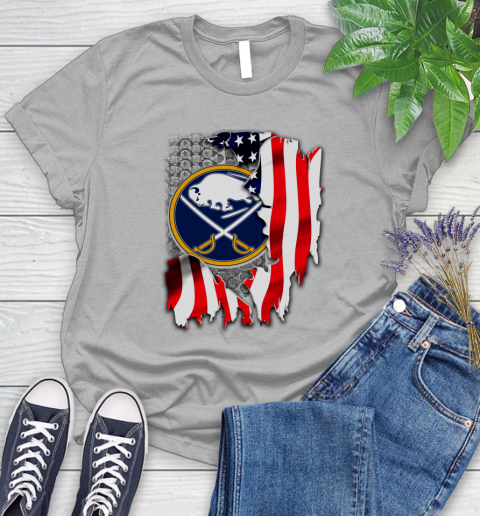 Buffalo Sabres NHL Hockey American Flag Women's T-Shirt 5