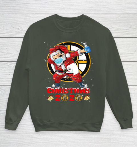 Boston Bruins Funny Santa Claus Dabbing Christmas 2020 NHL Youth Sweatshirt 8