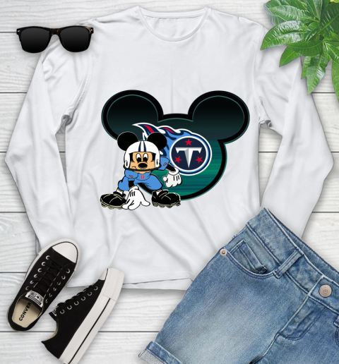 NFL Tennessee Titans Mickey Mouse Disney Football T Shirt Youth Long Sleeve