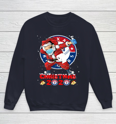 Texas Rangers Funny Santa Claus Dabbing Christmas 2020 MLB Youth Sweatshirt 2