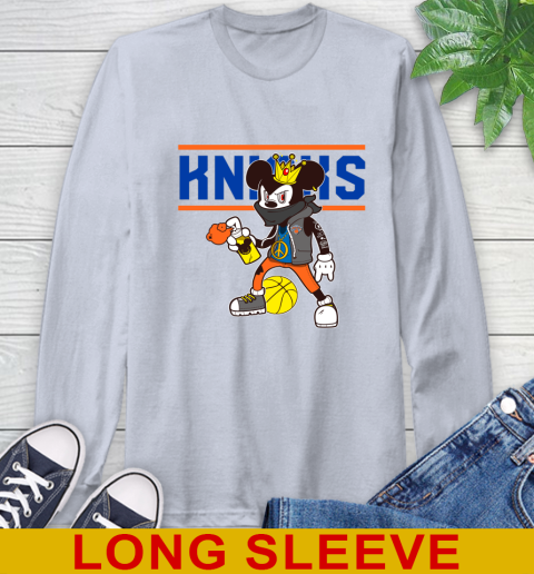 New York Knicks NBA Basketball Mickey Peace Sign Sports Long Sleeve T-Shirt 6