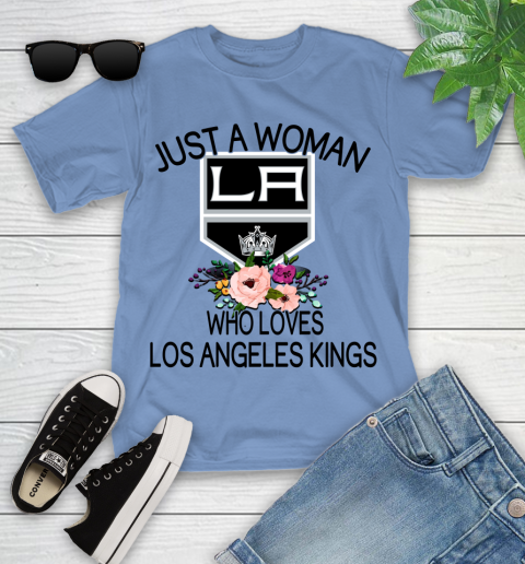 NHL Just A Woman Who Loves Los Angeles Kings Hockey Sports Youth T-Shirt 9