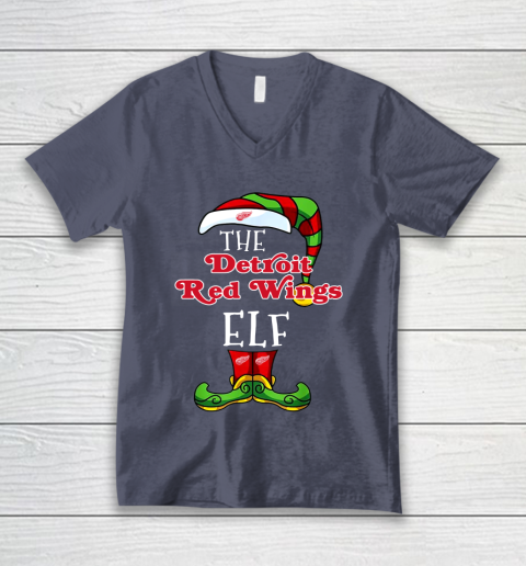Detroit Red Wings Christmas ELF Funny NHL V-Neck T-Shirt 7