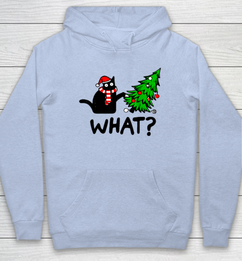 Funny Black Cat Gift Pushing Christmas Tree Over Cat What Hoodie 5