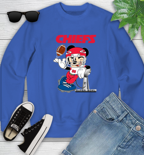 NFL Kansas city chiefs Mickey Mouse Disney Super Bowl Football T Shirt Youth Sweatshirt 8