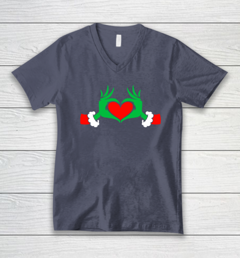 Funny Elf With Cute Heart Hands Style Christmas Costumes V-Neck T-Shirt - Image 7
