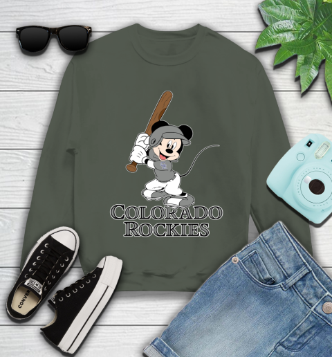 MLB Baseball Colorado Rockies Cheerful Mickey Mouse Shirt Youth Sweatshirt 9