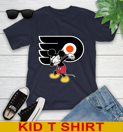Philadelphia Flyers NHL Hockey Dabbing Mickey Disney Sports Youth T-Shirt 3