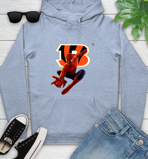NFL Spider Man Avengers Endgame Football Cincinnati Bengals Youth Hoodie 10