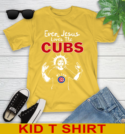 Chicago Cubs MLB Baseball Even Jesus Loves The Cubs Shirt Youth T-Shirt 9