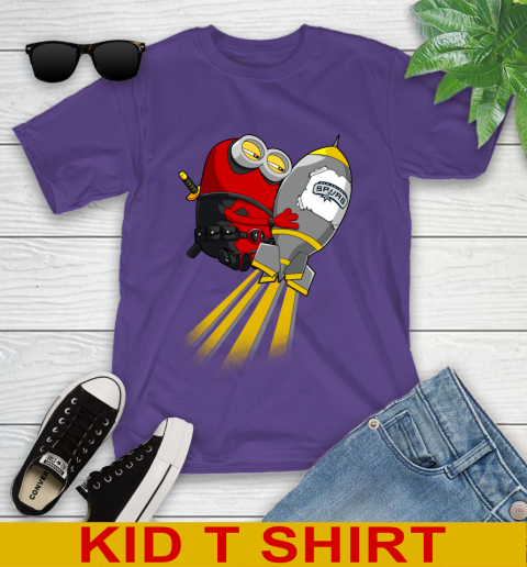 NBA Basketball San Antonio Spurs Deadpool Minion Marvel Shirt Youth T-Shirt 3