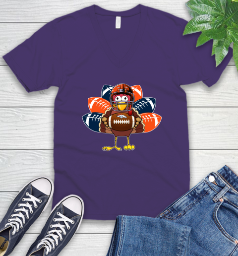 Denver Broncos Turkey Thanksgiving Day V-Neck T-Shirt 10