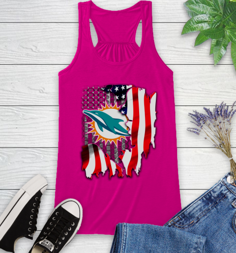 Miami Dolphins NFL Football American Flag Racerback Tank 7