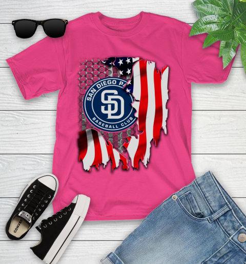 San Diego Padres MLB Baseball American Flag Youth T-Shirt 11