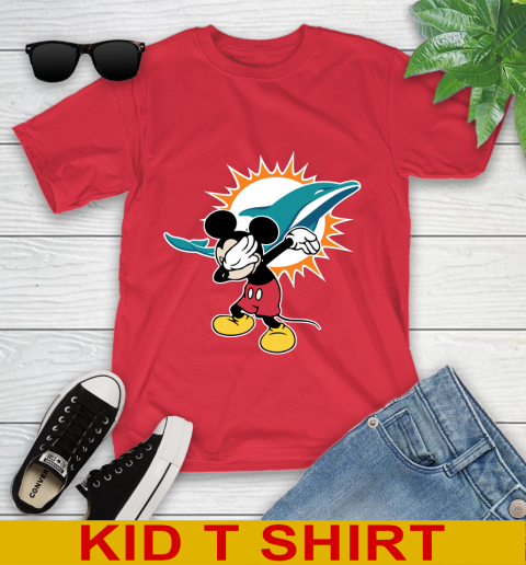 Miami Dolphins NFL Football Dabbing Mickey Disney Sports Youth T-Shirt 10