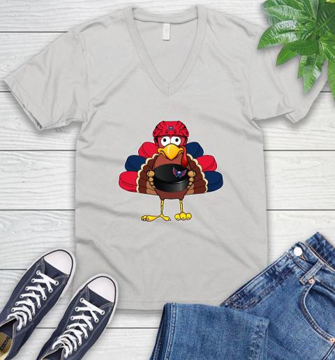 Washington Capitals Turkey Thanksgiving Day V-Neck T-Shirt