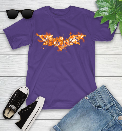NHL San Jose Sharks Batman Logo DC Hockey Sports Shirts Youth T-Shirt 3
