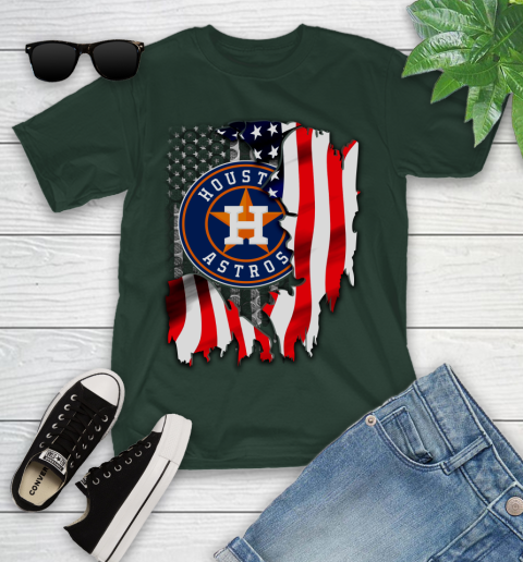 Houston Astros MLB Baseball American Flag Youth T-Shirt 5