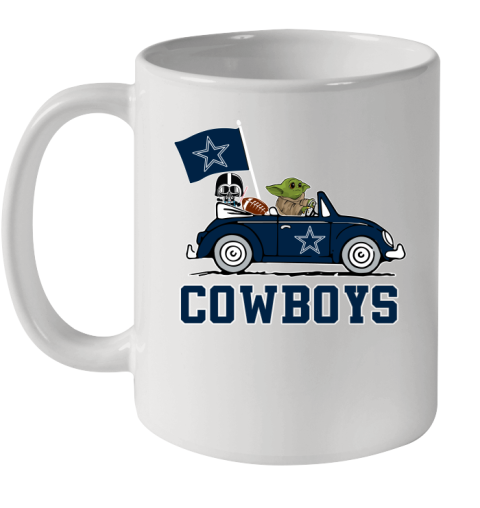 NFL Football Dallas Cowboys Darth Vader Baby Yoda Driving Star Wars Shirt Ceramic Mug 11oz