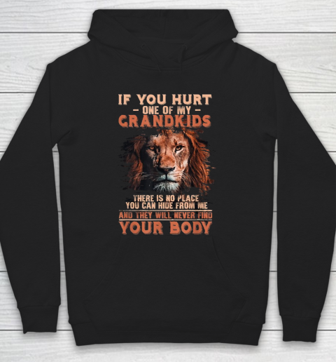 Grandpa Funny Gift Apparel  If You Hurt One Of My Grand Funny Lion Grandpa Hoodie