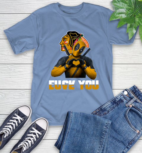 NHL Chicago Blackhawks Deadpool Love You Fuck You Hockey Sports T-Shirt 12