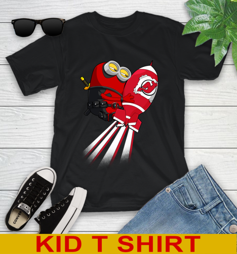NHL Hockey New Jersey Devils Deadpool Minion Marvel Shirt Youth T-Shirt